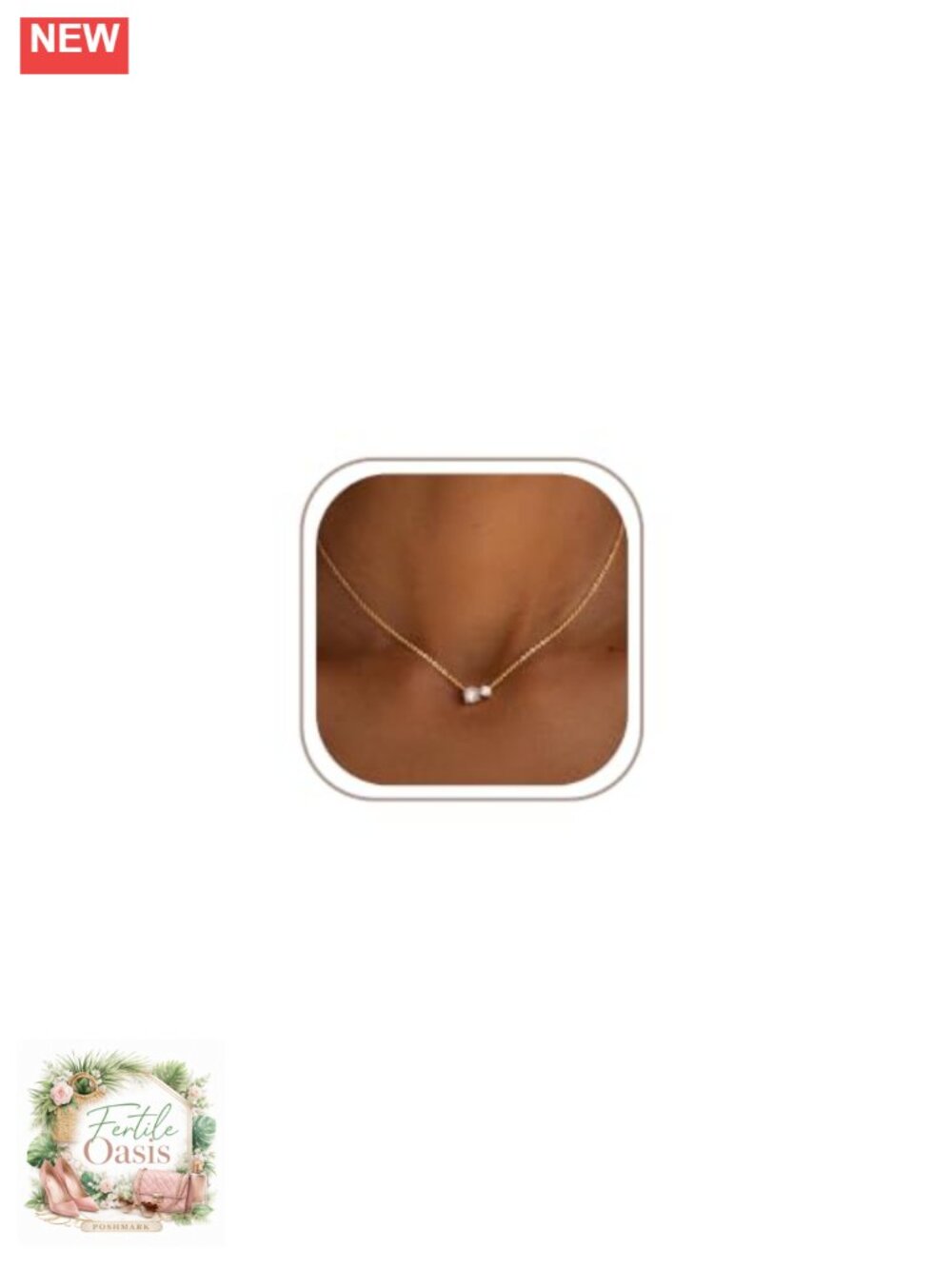 14K Gold Plated Cubic Zirconia Pendant Necklace for Women Non Tarnish